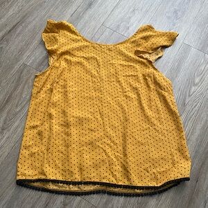 june & hudson Mustard Polka Dot Flutter Sleeve Blouse